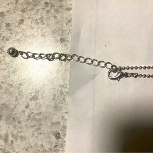 Sterling silver bead chain w/extender w/s925and amber charm that turns